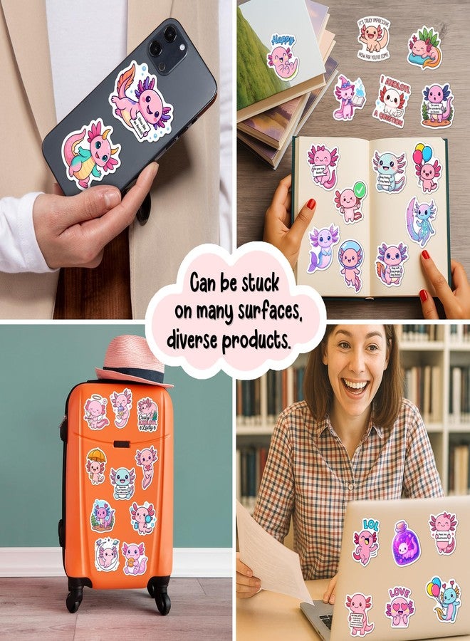 BEATRI Axolotl Stickers Waterproof Vinyl 50Pcs Self Affirmation Positive Axolotl Decor & Party Favors for Laptop, Water Bottle, Skateboard & Travel Gear | Non-Repeating Decals, High-Definition Print - Image 5